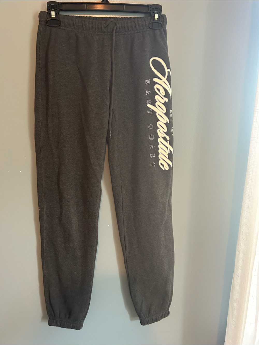 Aeropostale Blue Sweatpants with White and Purple Side Script